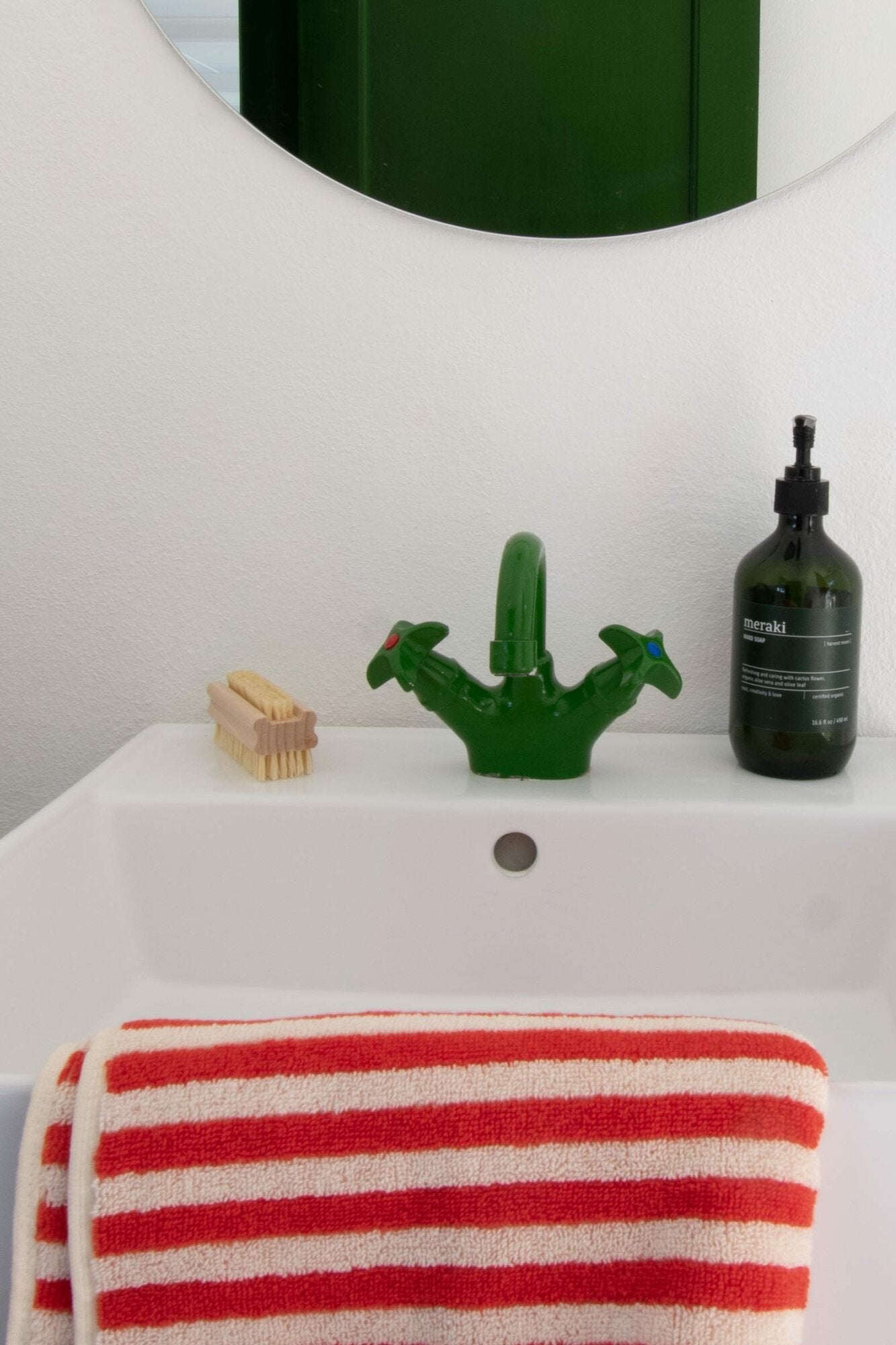 Pinstripe håndklæde, Orange/Cream - 45x65 cm